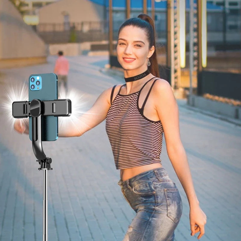 Selfiegram Ultra LED 5 em 1: Tripé Universal Celular, Pau Selfie, Luzes Duplas