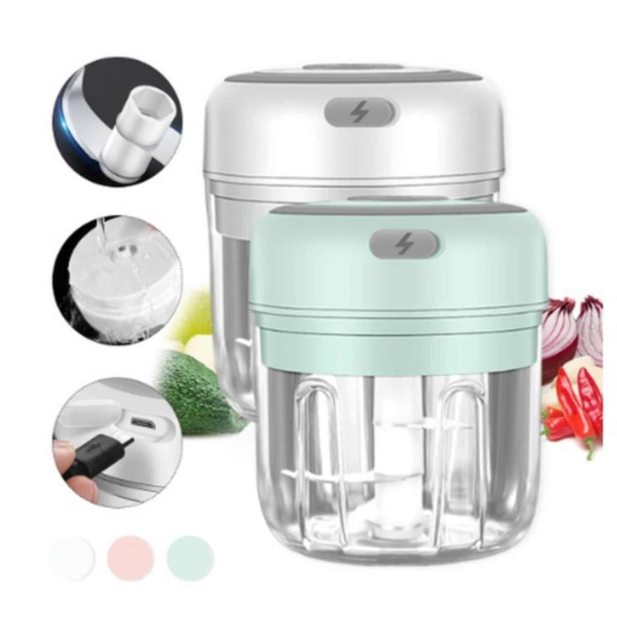 Mini Processador Elétrico Portátil 3 Lâminas: Praticidade e Rapidez na Cozinha