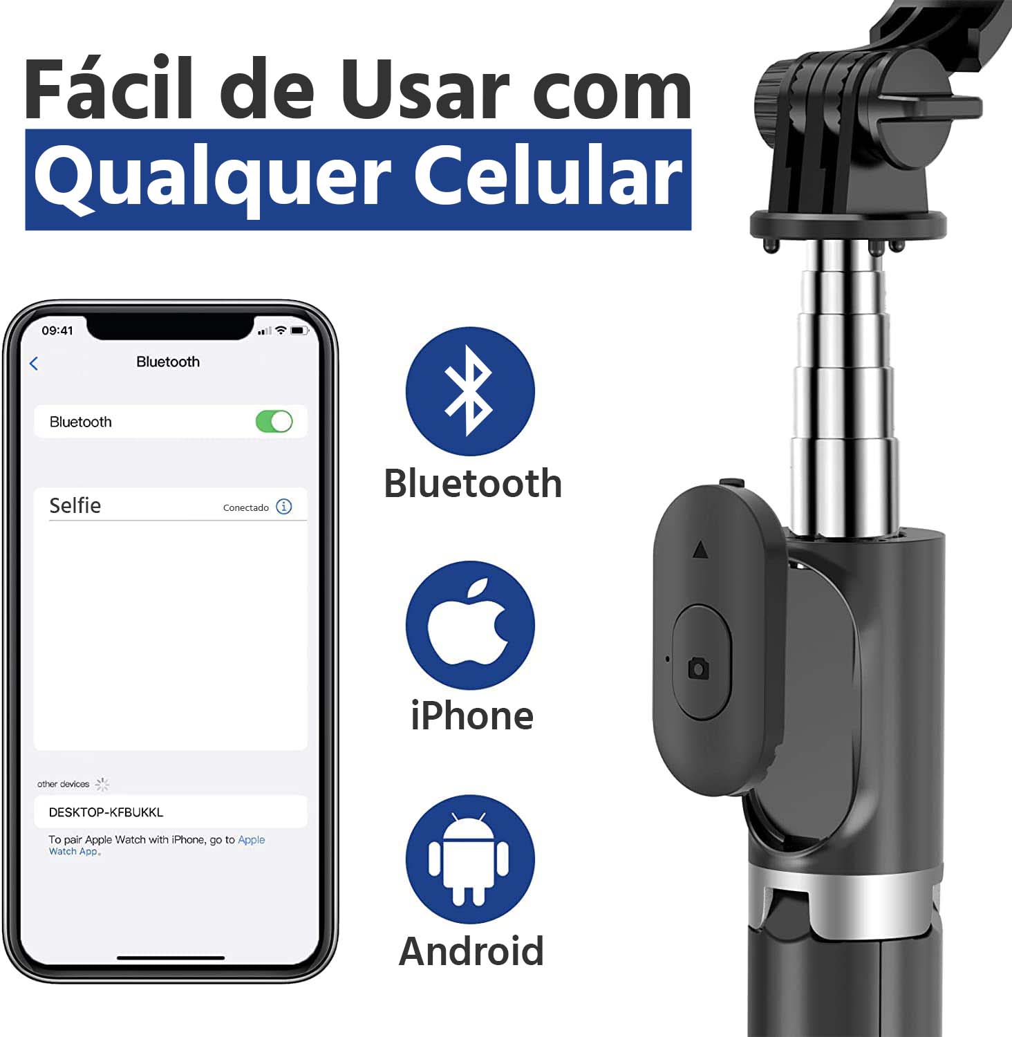 Selfiegram Tripé 4 em 1: Luz Integrada, Bluetooth, Fotos/Vídeos Perfeitos