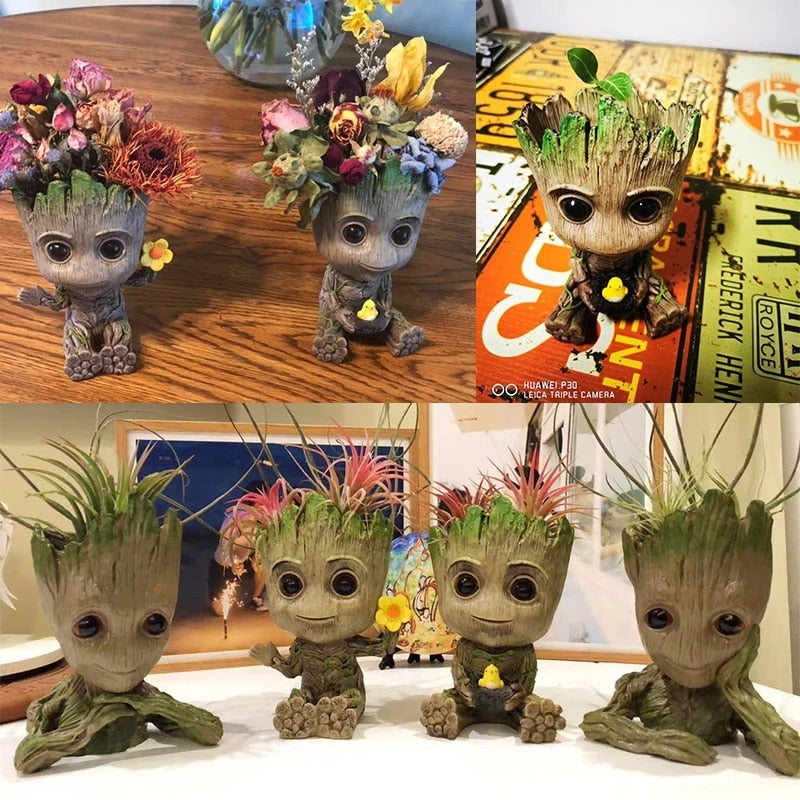 Vaso Decorativo Baby Groot Multifuncional para Suculentas Cactos Porta-Trecos Fofo