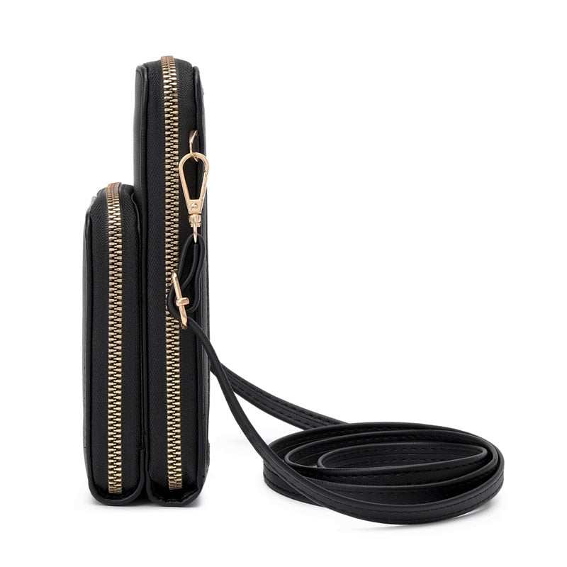 Bolsa Transversal Feminina Elegante com Porta Celular Touchscreen Integrado Segura