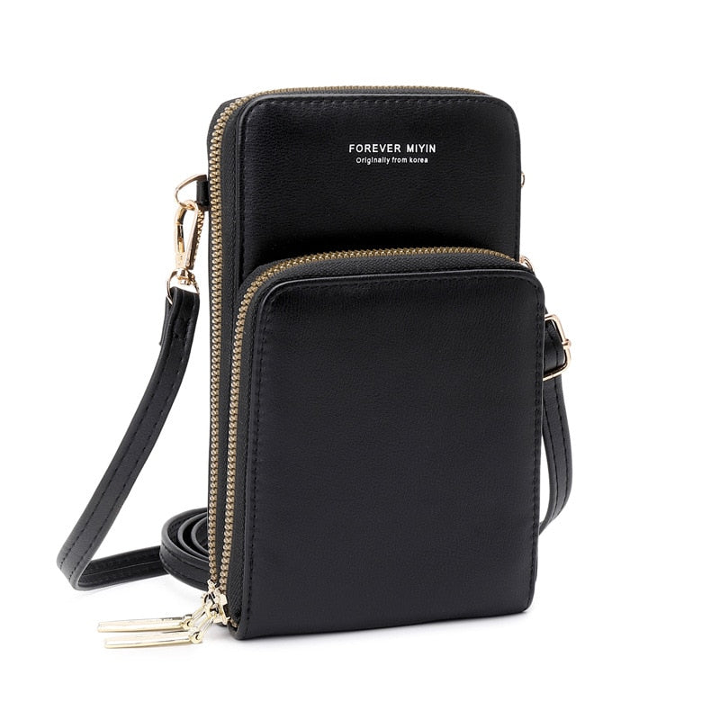 Bolsa Transversal Feminina Elegante com Porta Celular Touchscreen Integrado Segura
