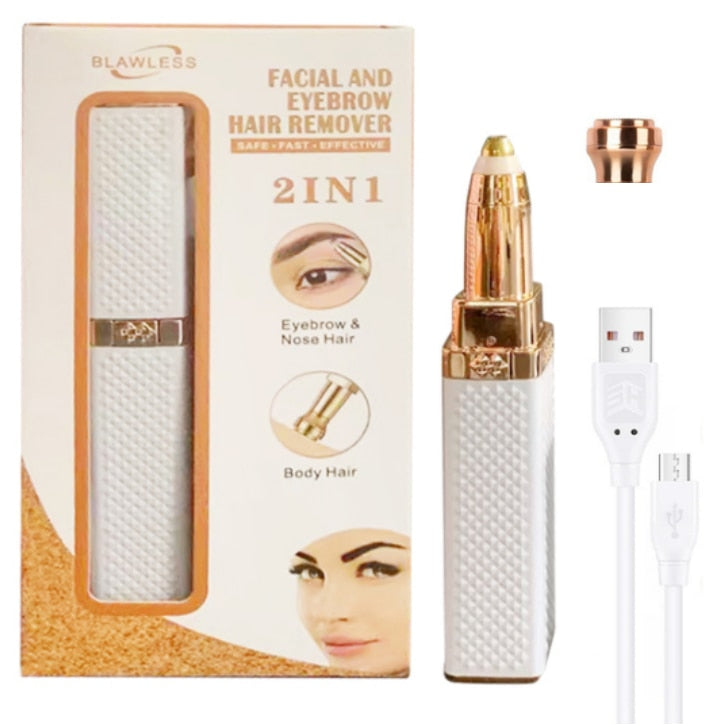 Caneta Depiladora Portátil 2 em 1 Rosto e Corpo: Precisão Indolor para Pele Lisa