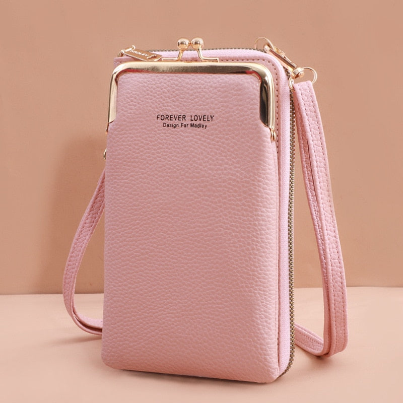 Bolsa Transversal Feminina Pequena Elegante Compacta para Celular Moderna Couro PU