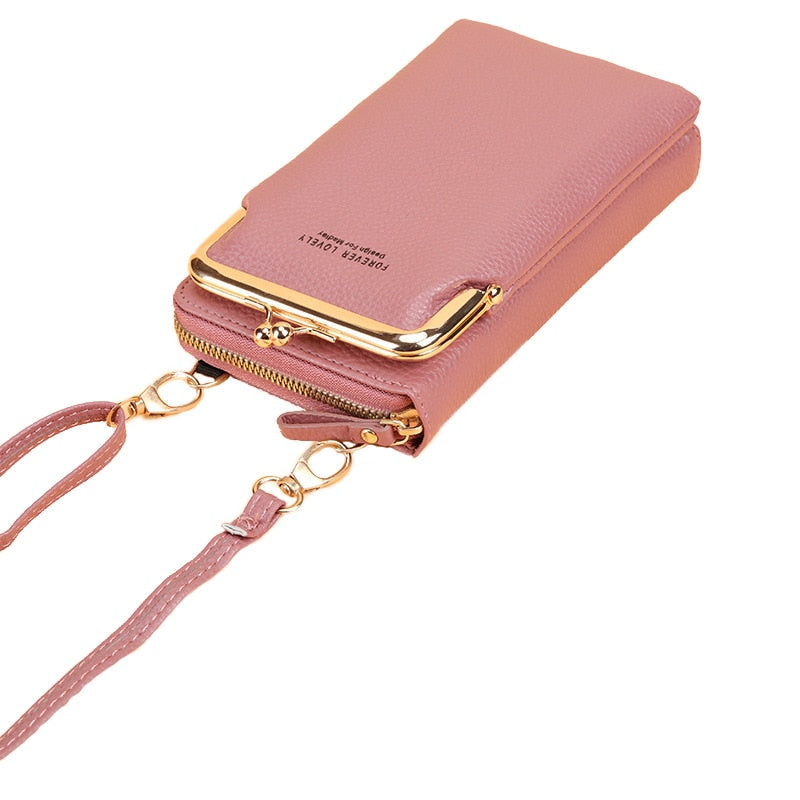 Bolsa Transversal Feminina Pequena Elegante Compacta para Celular Moderna Couro PU