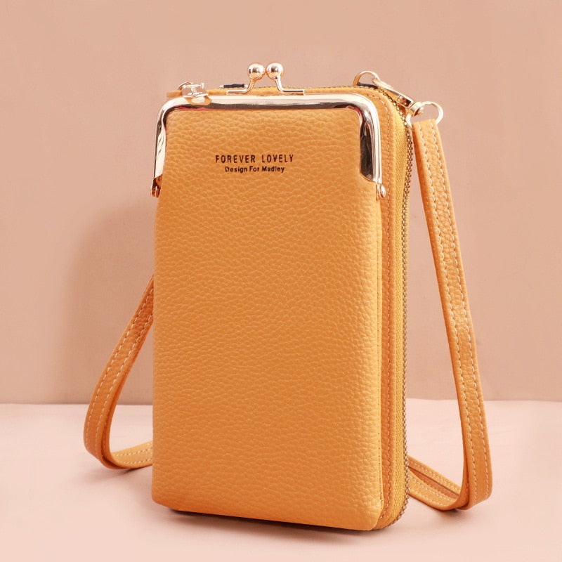 Bolsa Transversal Feminina Pequena Elegante Compacta para Celular Moderna Couro PU