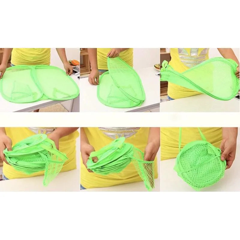 Cesto Organizador Dobrável Multifuncional Tela Malha Roupa Brinquedos Casa Viagem