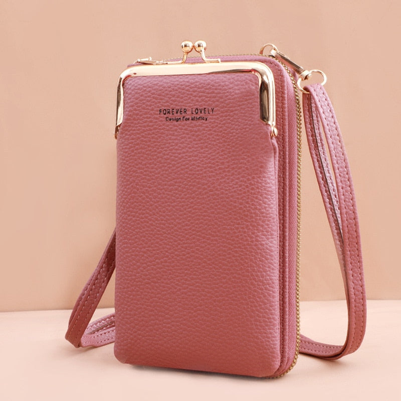 Bolsa Transversal Feminina Pequena Elegante Compacta para Celular Moderna Couro PU