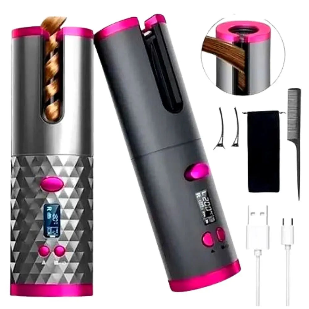 Modelador de Cachos TwistGlam Sem Fio Portátil Automático Recarregável - Cachos Perfeitos Duradouros