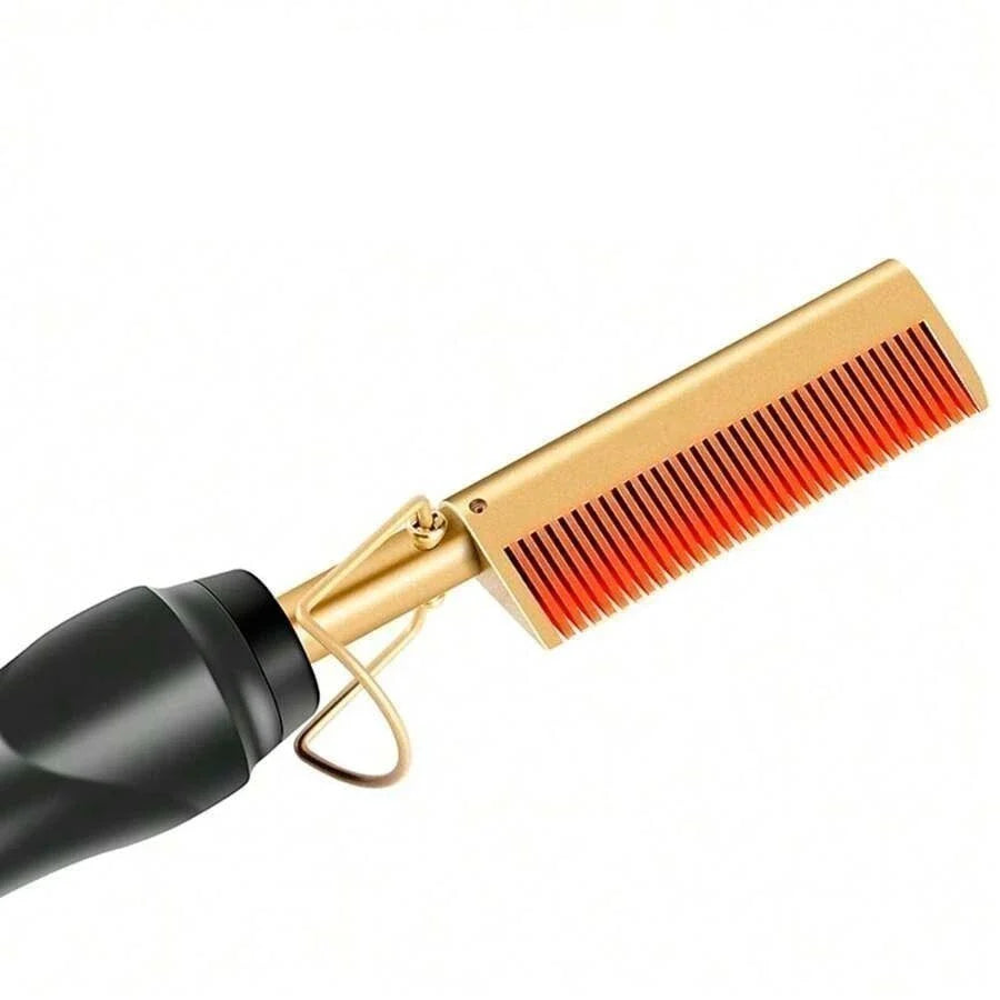 Pente Alisador GoldGlam Bivolt: Cabelos Lisos, Sem Frizz, Brilho Espelhado Instantâneo