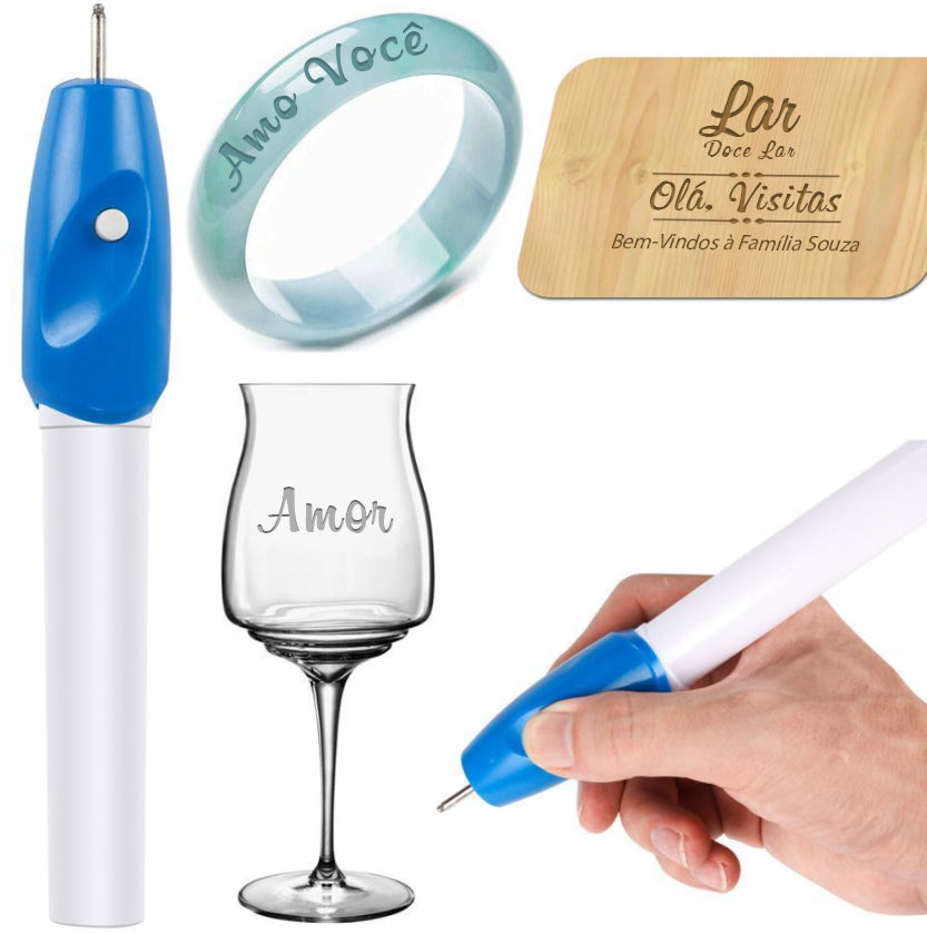 Caneta Gravadora Elétrica Portátil Super Pen para Personalizar Objetos e Artesanato
