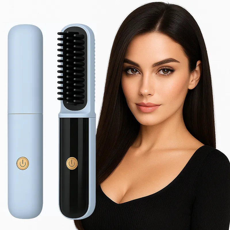 Escova Alisadora 5 em 1 Sem Fio PermaGlam: Cabelos Perfeitos, Lisos e Brilhantes