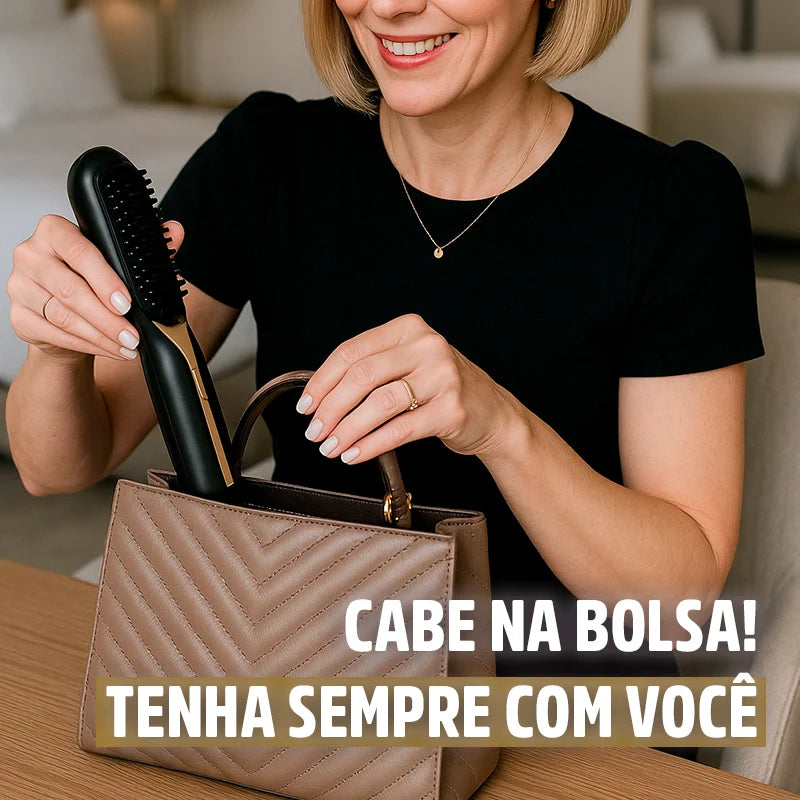 Escova Alisadora 5 em 1 PureGlam Sem Fio: Alise, Modele e Elimine Frizz Rapidamente