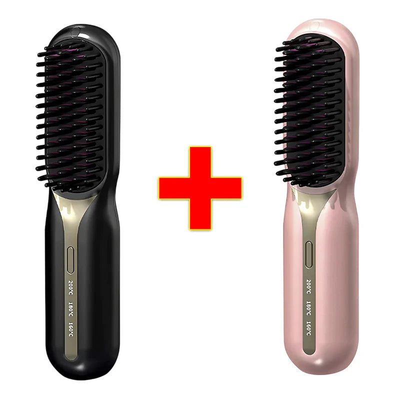 Escova Alisadora 5 em 1 PureGlam Sem Fio: Alise, Modele e Elimine Frizz Rapidamente