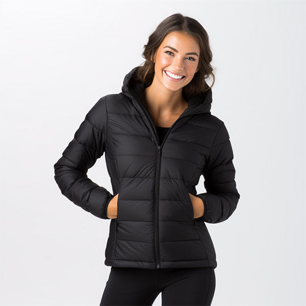 Jaqueta Puffer Feminina Premium com Capuz: Leve, Quente e Impermeável de Ganso