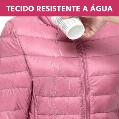 Jaqueta Puffer Feminina Premium com Capuz: Leve, Quente e Impermeável de Ganso