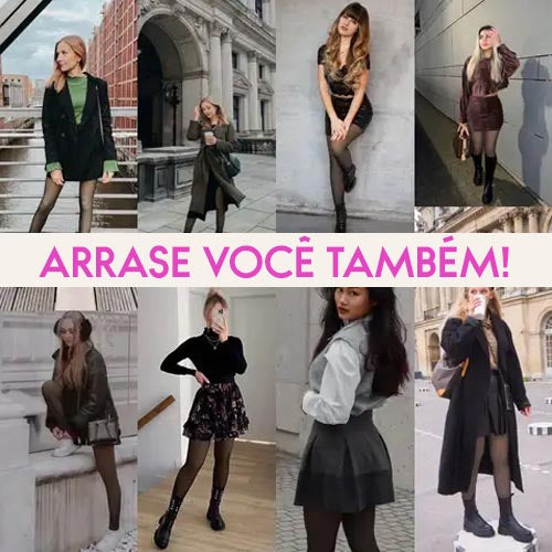 Kit 2 Meias Calças Térmicas Forradas Translúcidas Femininas Inverno Quente Confortável