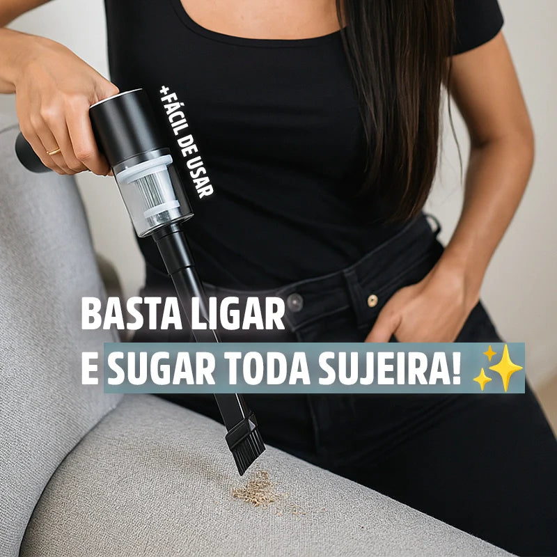 Mini Aspirador de Pó Portátil PureVac Recarregável: Limpeza Rápida e Eficiente