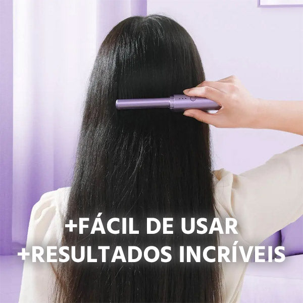Kit Completo Cabelo 3 em 1: Escova Alisadora, Pente e Modelador Cachos Portátil