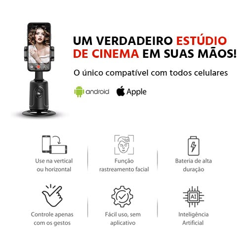 Estabilizador Gimbal Selfiegram Follower 360: Rastreamento Facial Automático, Vídeos Perfeitos!