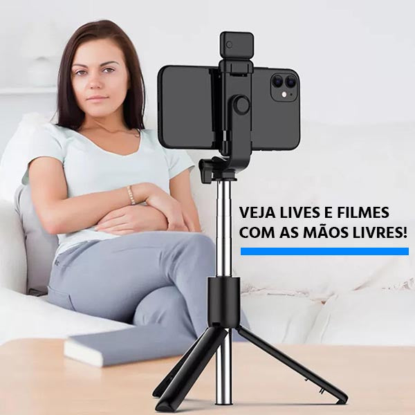 Selfiegram Tripé Multifuncional 5 em 1: Luz LED, Bluetooth, Fotos e Vídeos