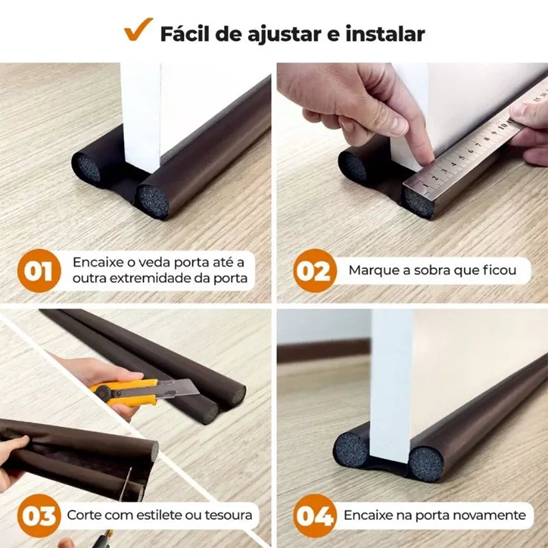 Veda Porta Ajustável Rolinho Duplo RollPro 80cm: Proteção Térmica e Anti-Insetos
