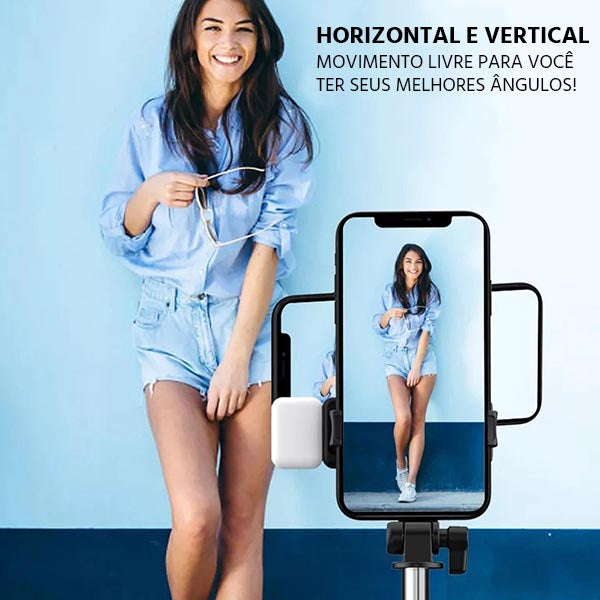 Selfiegram Tripé Multifuncional 5 em 1: Luz LED, Bluetooth, Fotos e Vídeos
