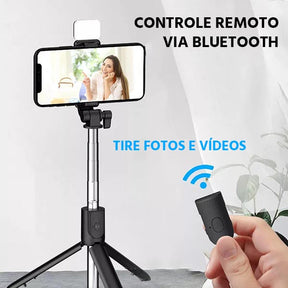 Selfiegram Tripé Multifuncional 5 em 1: Luz LED, Bluetooth, Fotos e Vídeos
