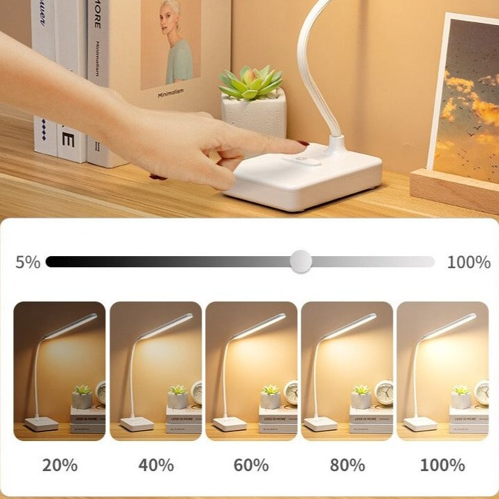 Luminária de Mesa LED Recarregável 360° com Luz Ajustável e Design Moderno