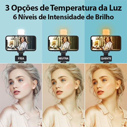 Selfiegram Tripé 4 em 1: Luz Integrada, Bluetooth, Fotos/Vídeos Perfeitos