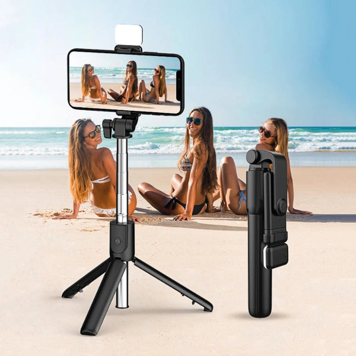 Selfiegram Tripé Multifuncional 5 em 1: Luz LED, Bluetooth, Fotos e Vídeos