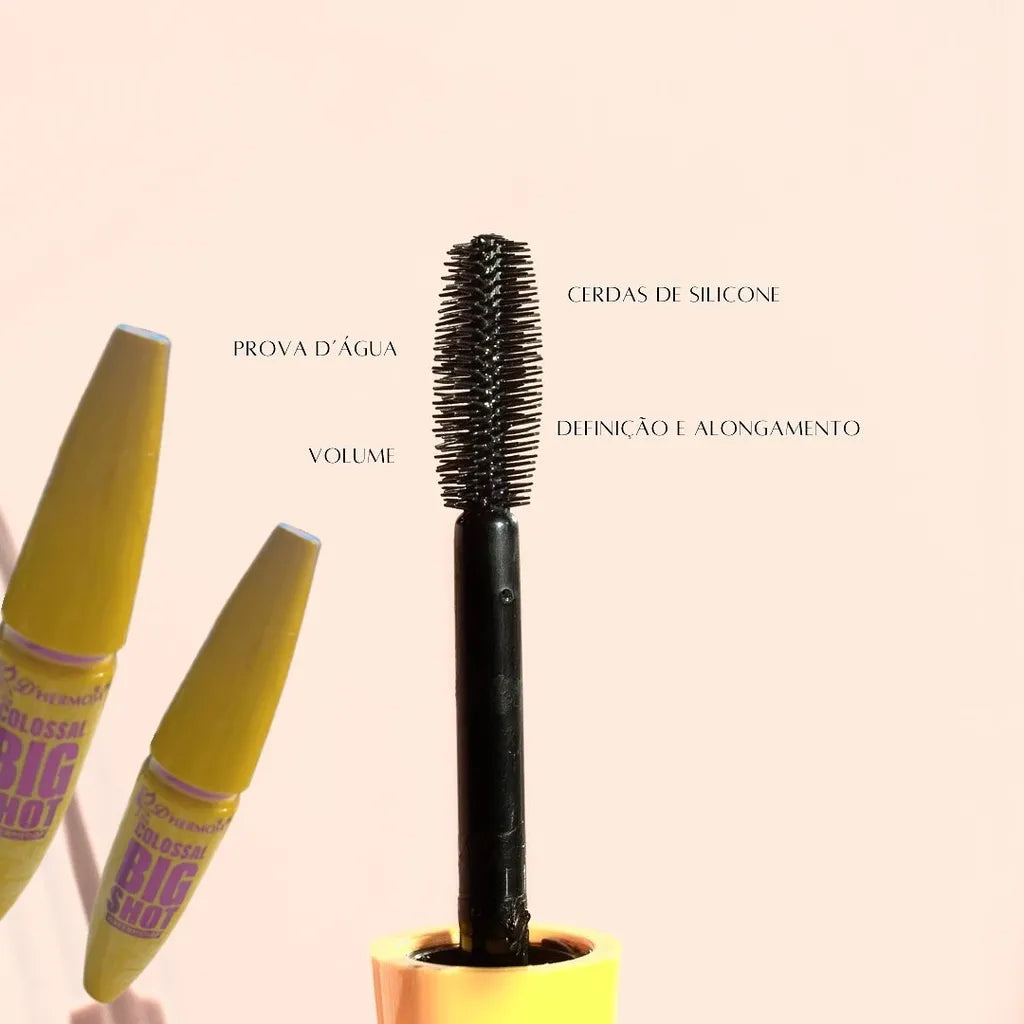 Máscara Cílios Volume Máximo Prova D'Água Cerdas Silicone Longa Duração