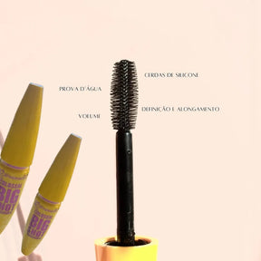 Máscara Cílios Volume Máximo Prova D'Água Cerdas Silicone Longa Duração