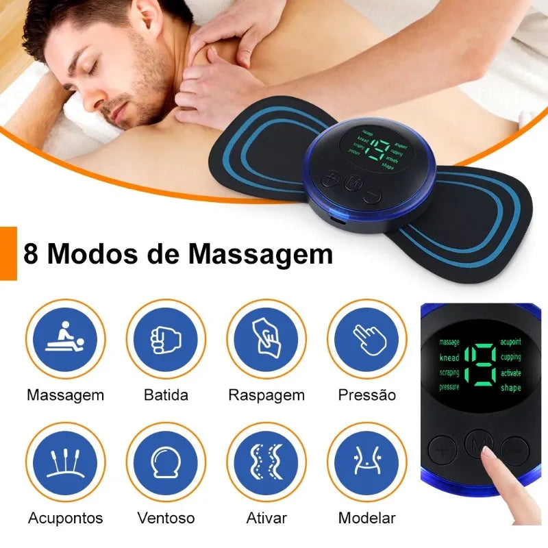 Mini Massageador Portátil Elétrico EMS: Alívio Muscular Profundo, Relaxamento Instantâneo