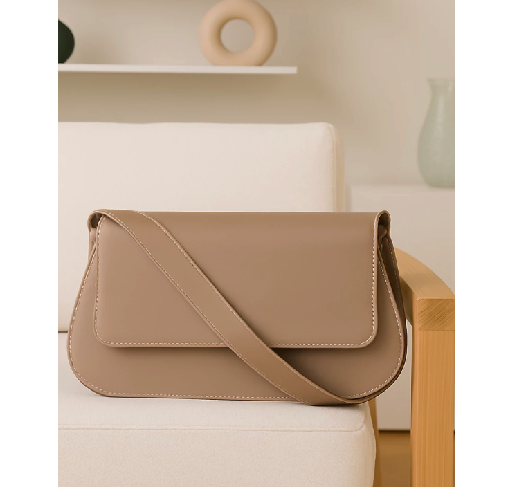 Bolsa Feminina Transversal Rhombus Elegante Couro PU Acolchoada Leve Versátil