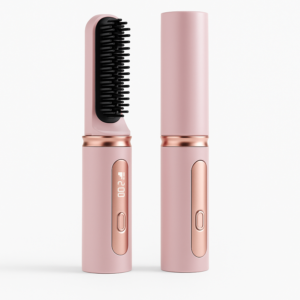 Escova Alisadora Sem Fio Portátil GlowGlam: Cabelos Lisos e Brilhantes em Minutos