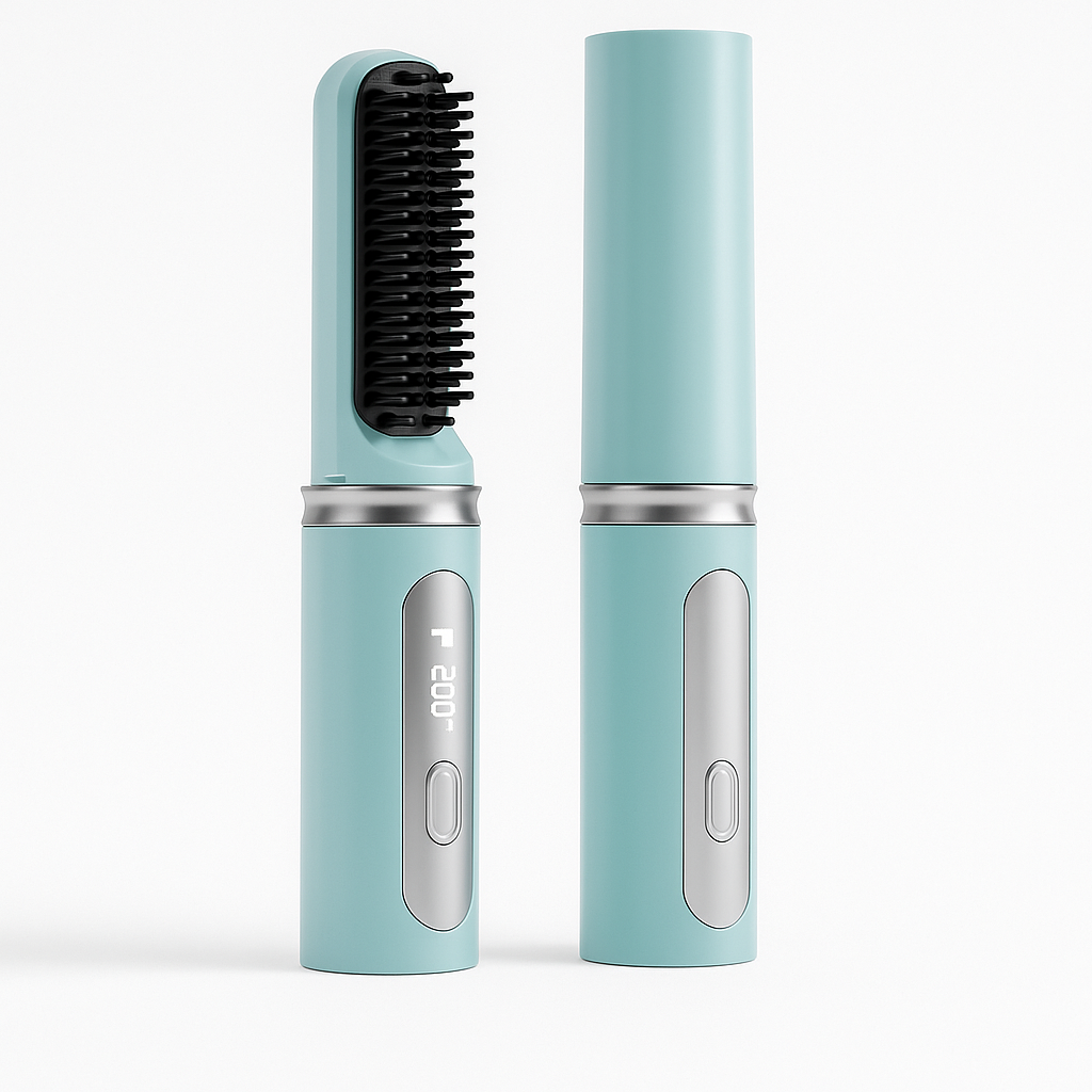 Escova Alisadora Sem Fio Portátil GlowGlam: Cabelos Lisos e Brilhantes em Minutos