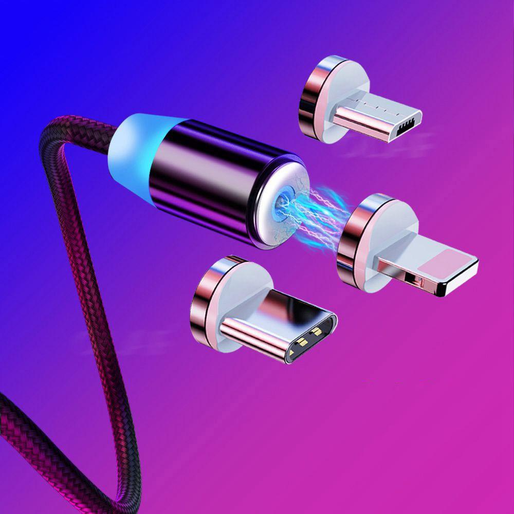 Cabo Magnético Carregamento Rápido 360º LED Universal iPhone Android