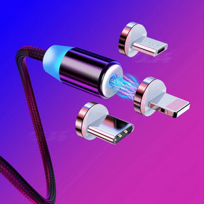 Cabo Magnético Carregamento Rápido 360º LED Universal iPhone Android