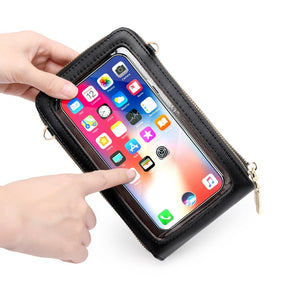 Bolsa Transversal Feminina Elegante com Porta Celular Touchscreen Integrado Segura