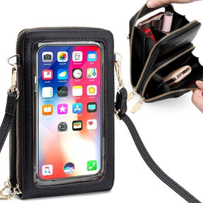 Bolsa Transversal Feminina Elegante com Porta Celular Touchscreen Integrado Segura