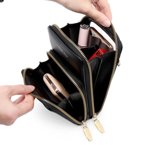 Bolsa Transversal Feminina Elegante com Porta Celular Touchscreen Integrado Segura