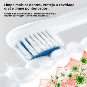 Escova Dental Elétrica Sônica PureFresh Recarregável Bivolt para Limpeza Profunda
