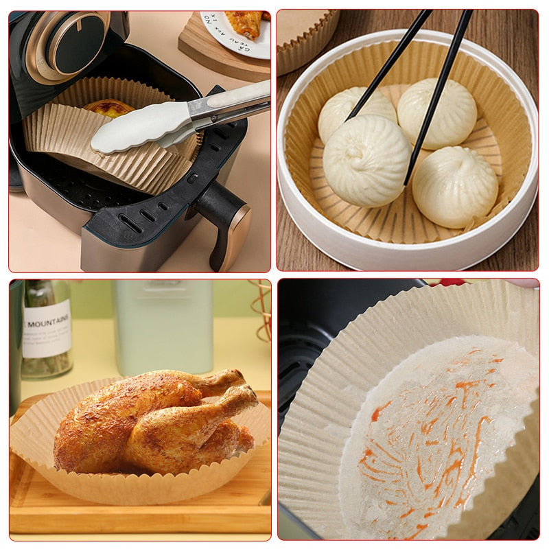 Formas Descartáveis de Papel Antiaderentes para Air Fryer - Cozinhe Sem Sujeira