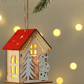 Mini Casa Natalina Decorativa Detalhada Iluminada com Luzes LED para Decoração Festiva