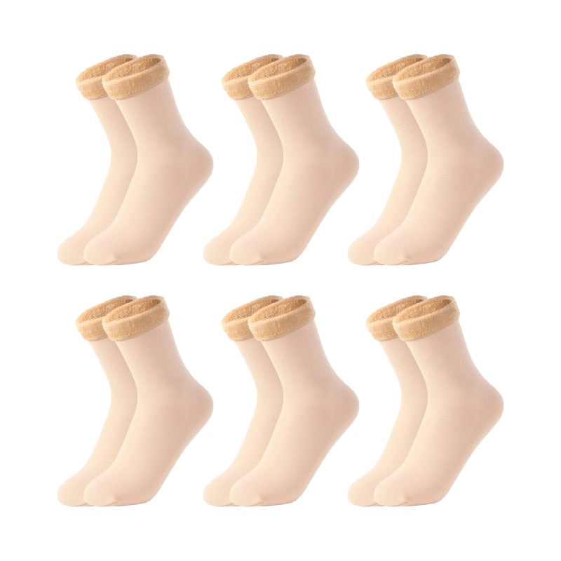 Kit Meias Térmicas Femininas Peluciadas Forradas: Conforto, Calor, 6 Pares