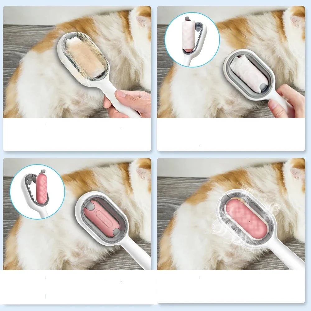 Escova Mágica 4 em 1 para Gatos: Remove Pelos, Massageia, Limpa e Cuida