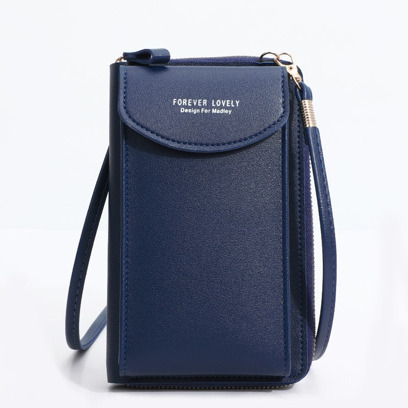 Bolsa Crossbody Eleganta Feminina Compacta Versátil com Carteira Integrada Couro PU