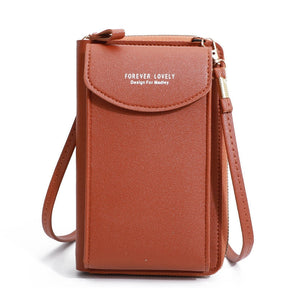 Bolsa Crossbody Eleganta Feminina Compacta Versátil com Carteira Integrada Couro PU