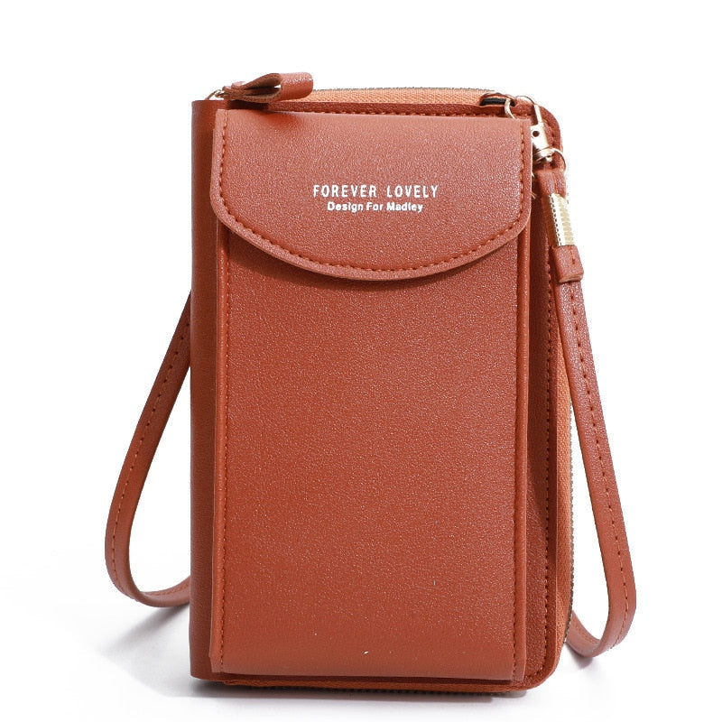 Bolsa Crossbody Eleganta Feminina Compacta Versátil com Carteira Integrada Couro PU